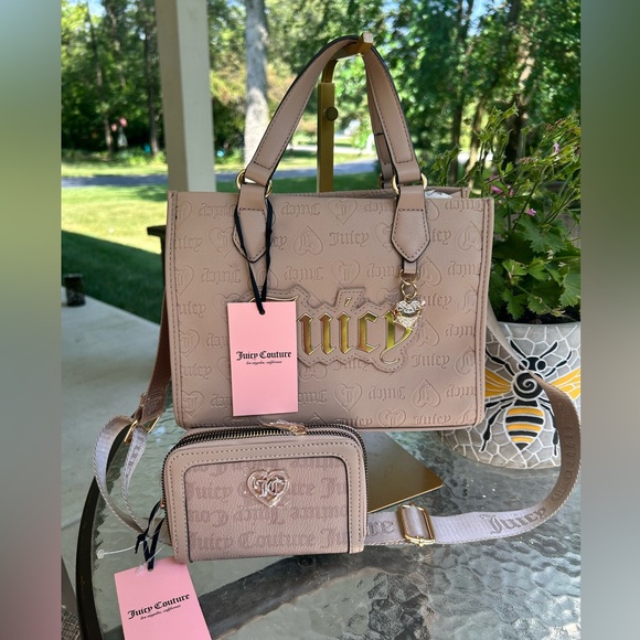 Juicy Couture Handbags - NWT- Juicy Couture Beige Tote and Wallet Set
